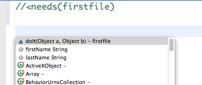 Cross-File Autocomplete - Using //<needs(firstfile) comment to access functions and variables from other JavaScript files